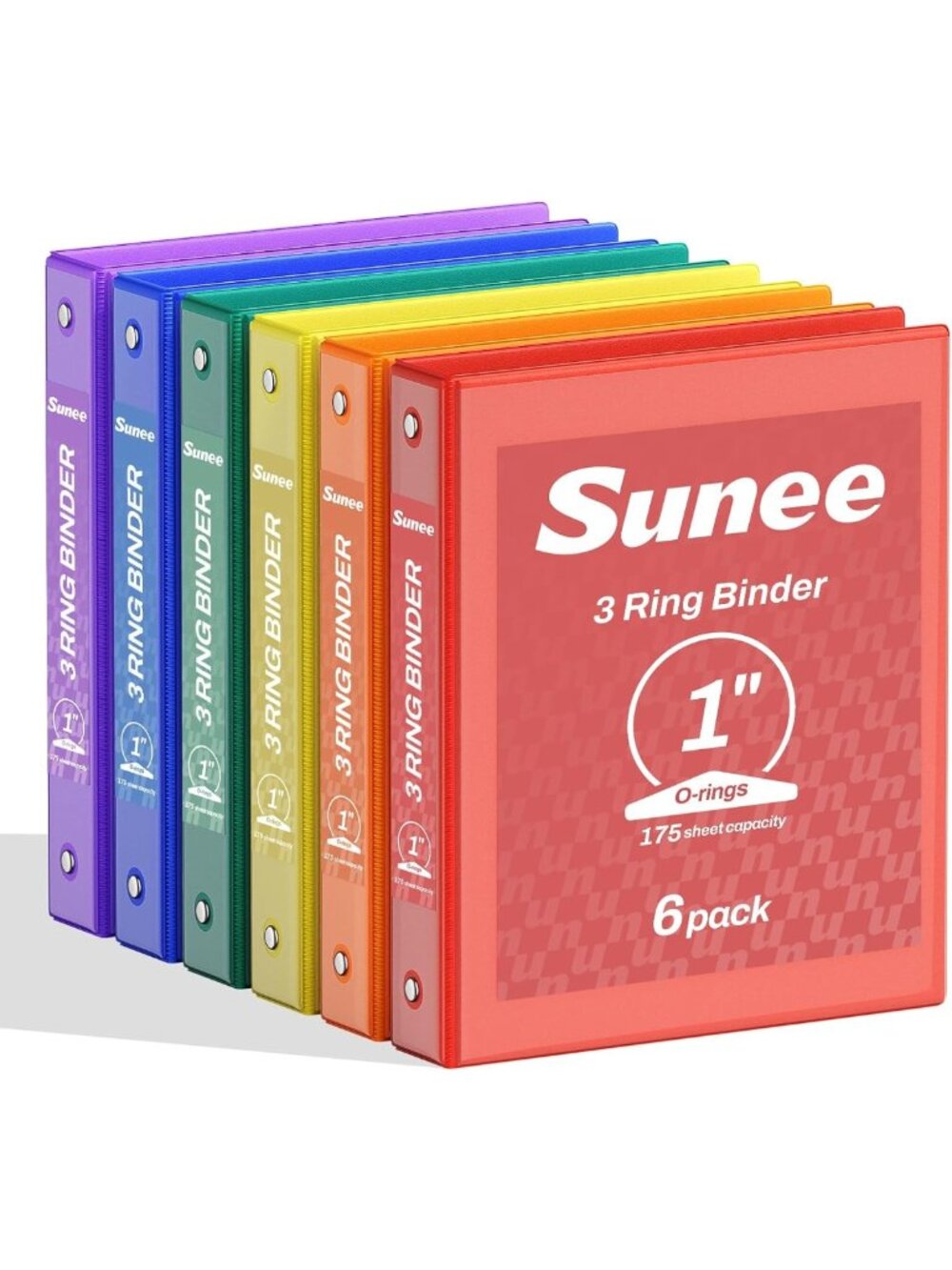 6 Pack 1-Inch Clear View 3 Ring Binders for School & Office Supplies - PVC-Free